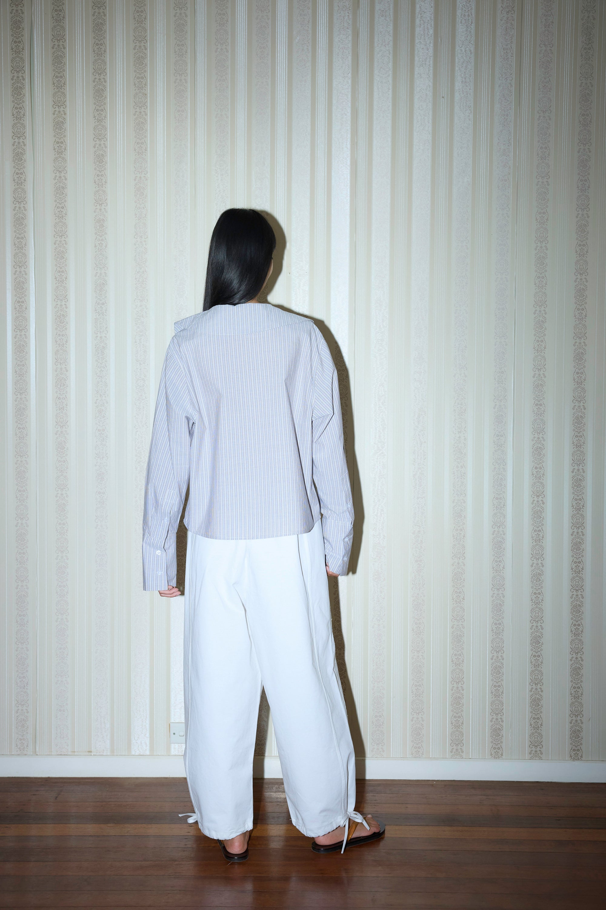 Deiji Studios | Collared Tie Shirt in Seas Stripe