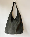 Suede Leather Hobo Bag in Spruce
