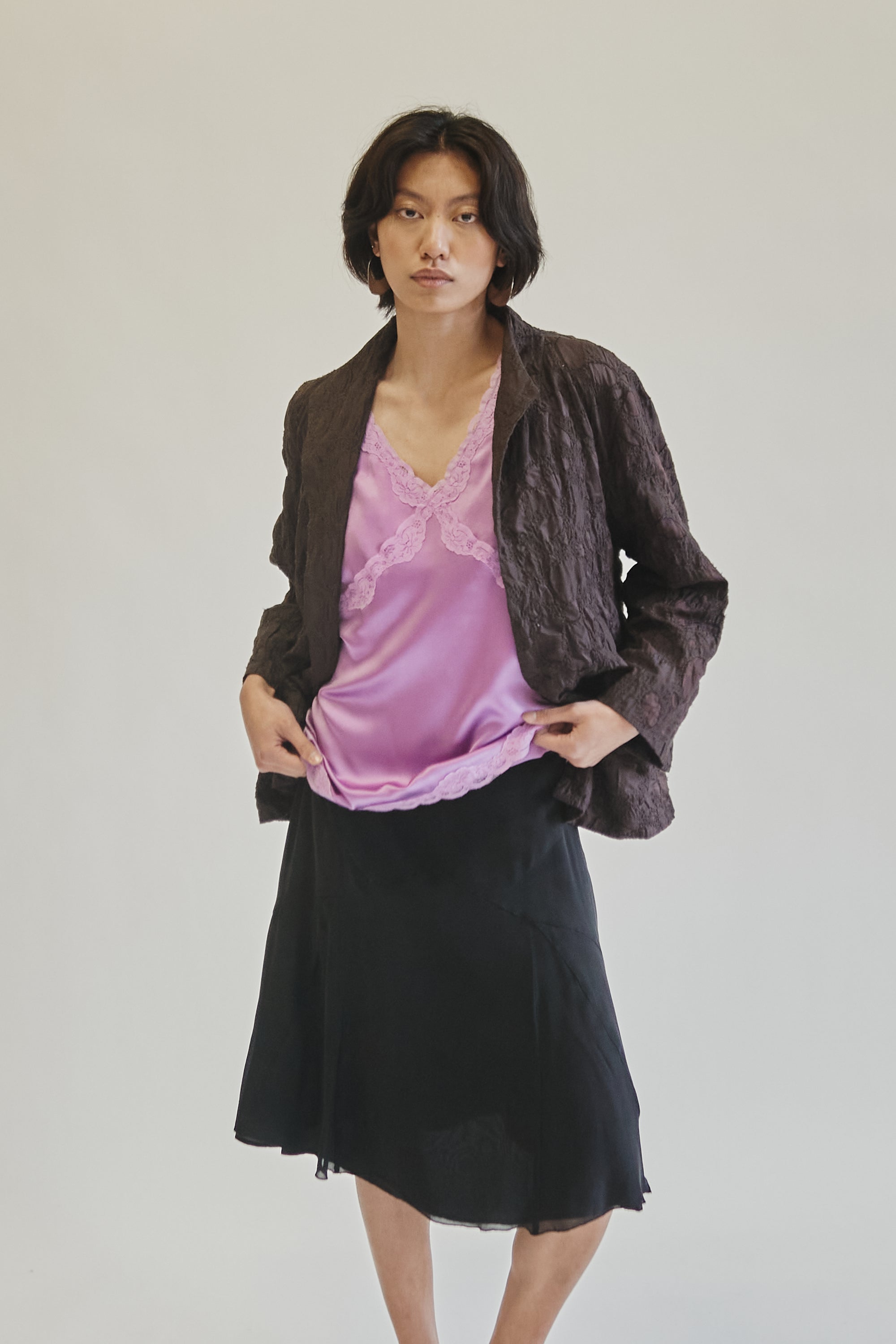 Inky Silk Knee Length Flutter Skirt - Hey Jude