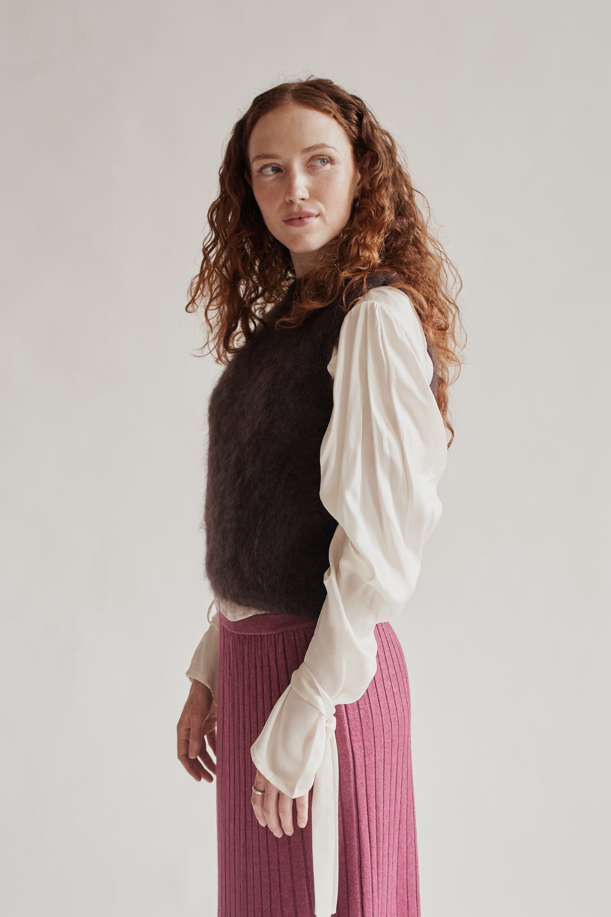 Umber Mohair Knit Vest
