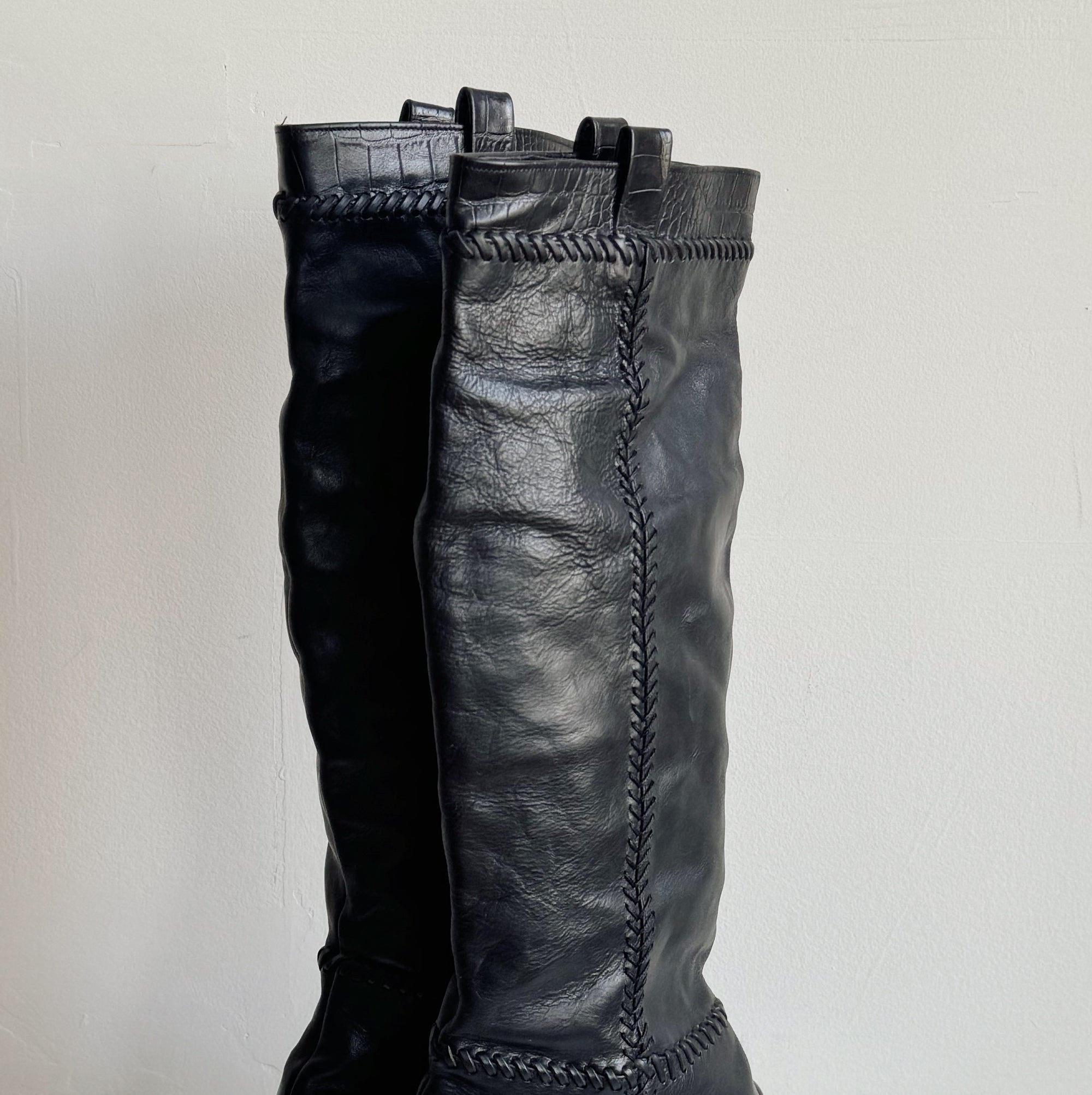 Umber Soft Leather Knee High Slouch Boots | Size 37
