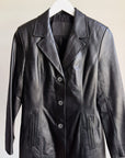 Black Leather 3-Button Blazer Jacket - Hey Jude