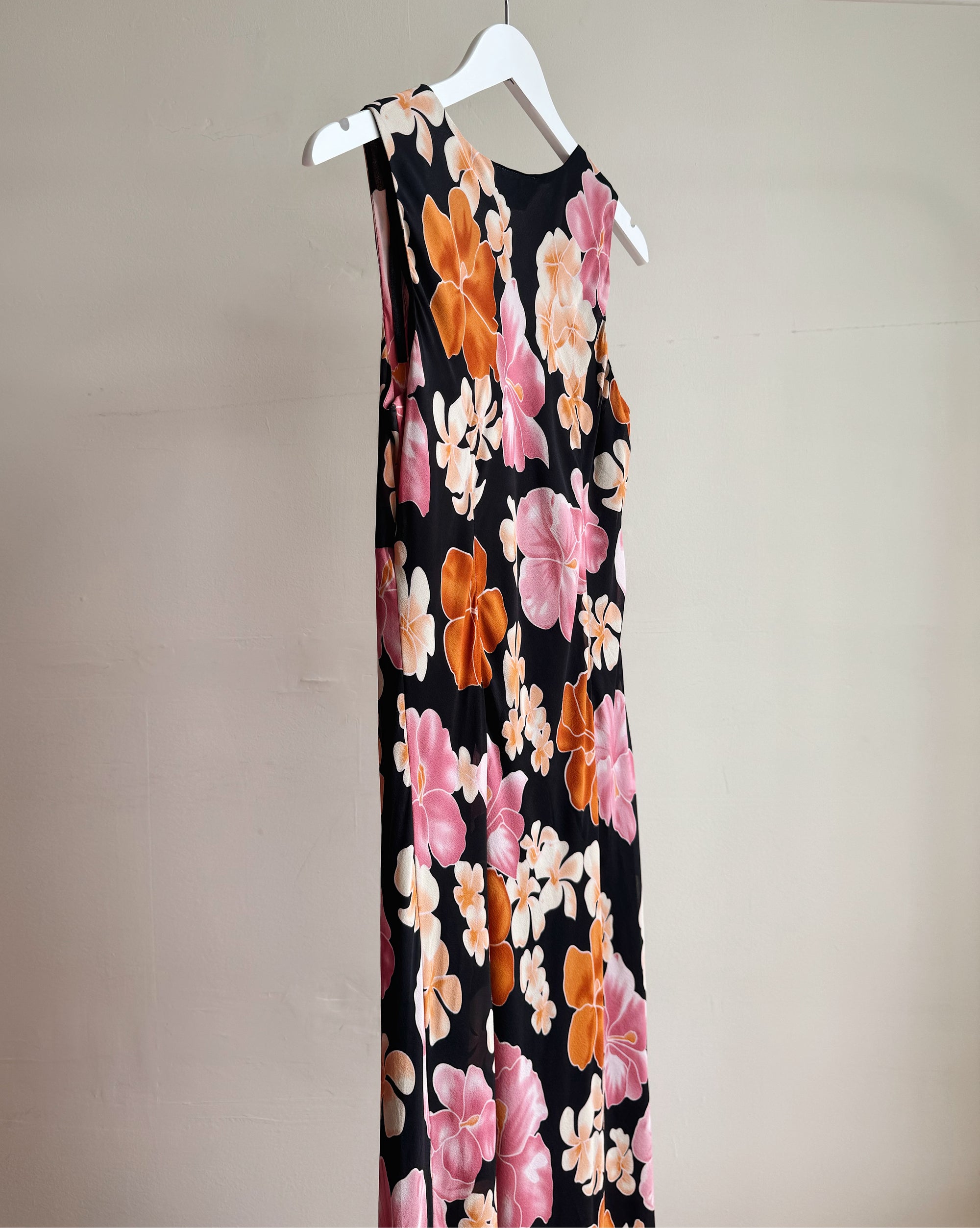 Tropical Floral Silk Maxi Dress
