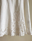 White Linen Cutwork Midi Skirt