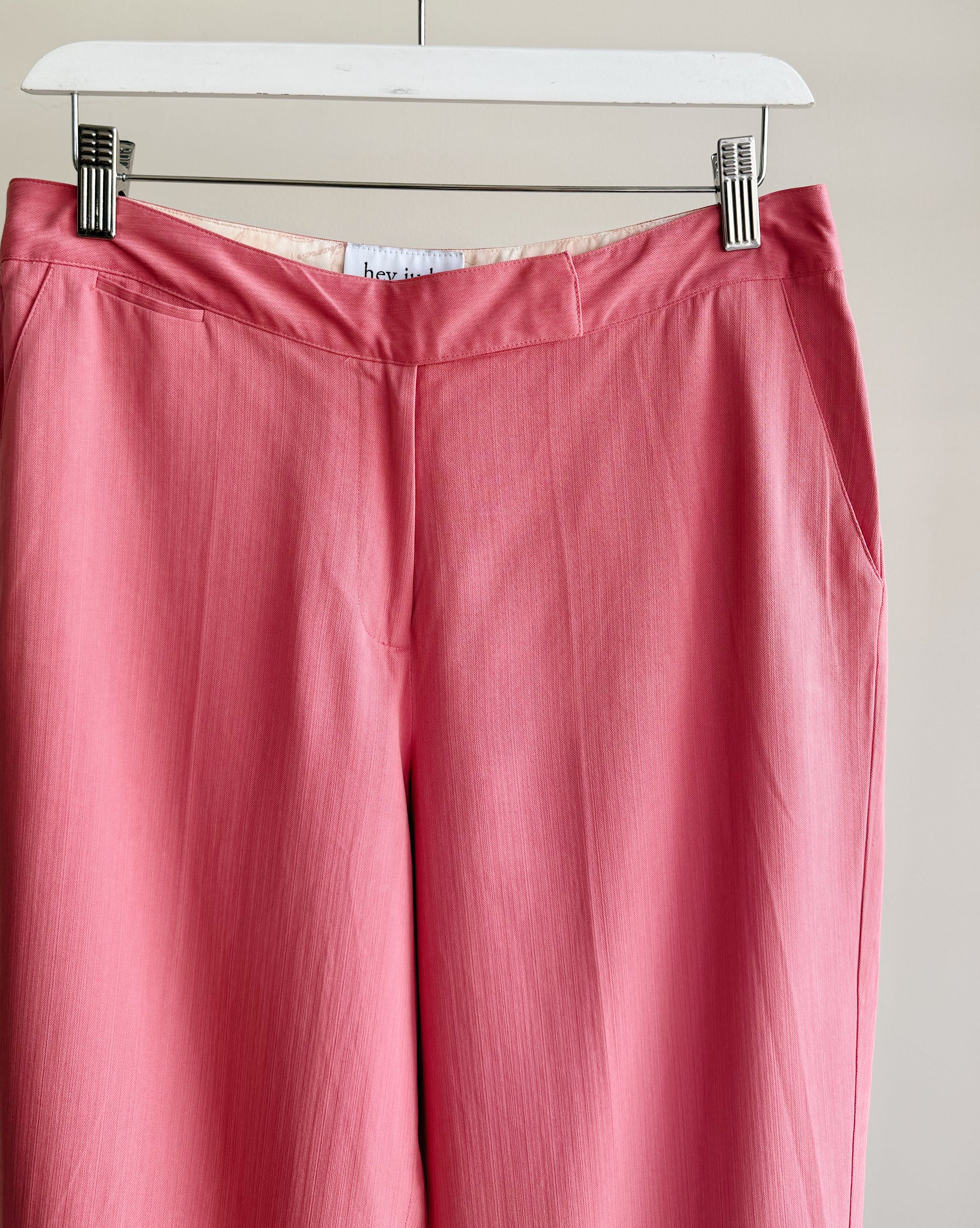 Petal Pink Silk Capri Pants