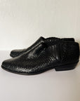 Black Woven Leather Ankle Boots - Hey Jude