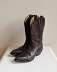 Maroon Embroidered Leather Western Boots | Size 7