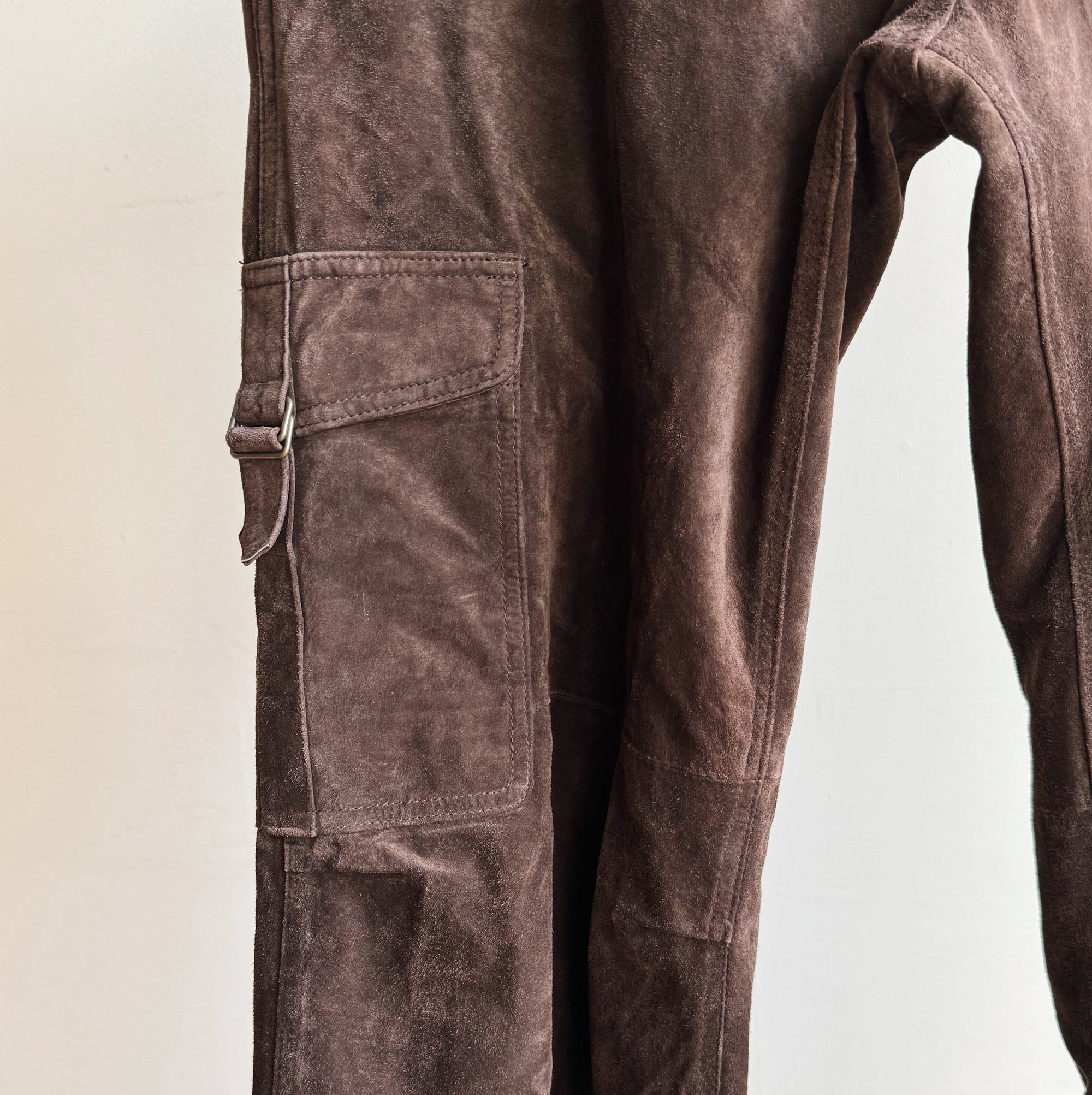 Chocolate Low Rise Suede Cargo Pants - Hey Jude