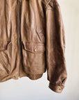 Chocolate Leather Bomber Jacket