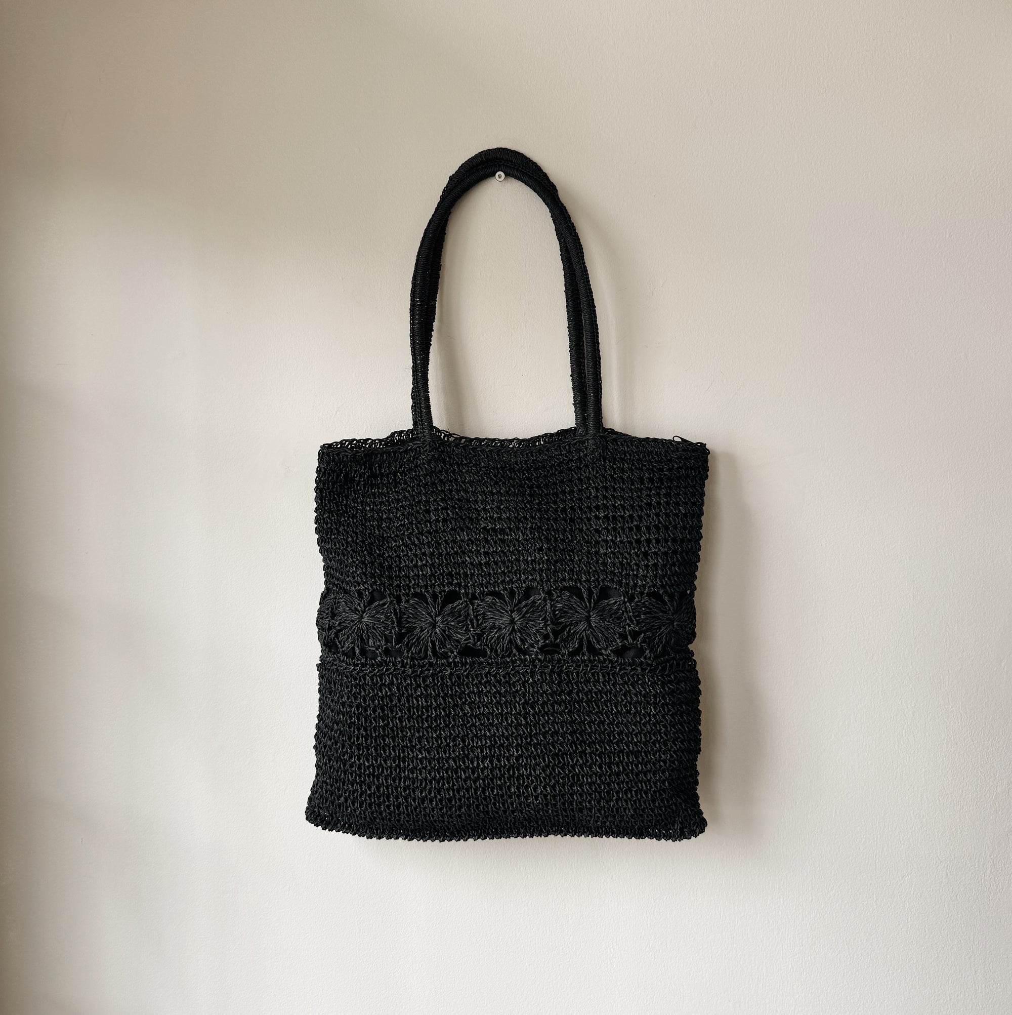 Black Woven Paper Tote - Hey Jude