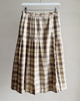Cream + Taupe Pleated Tartan Skirt - Hey Jude