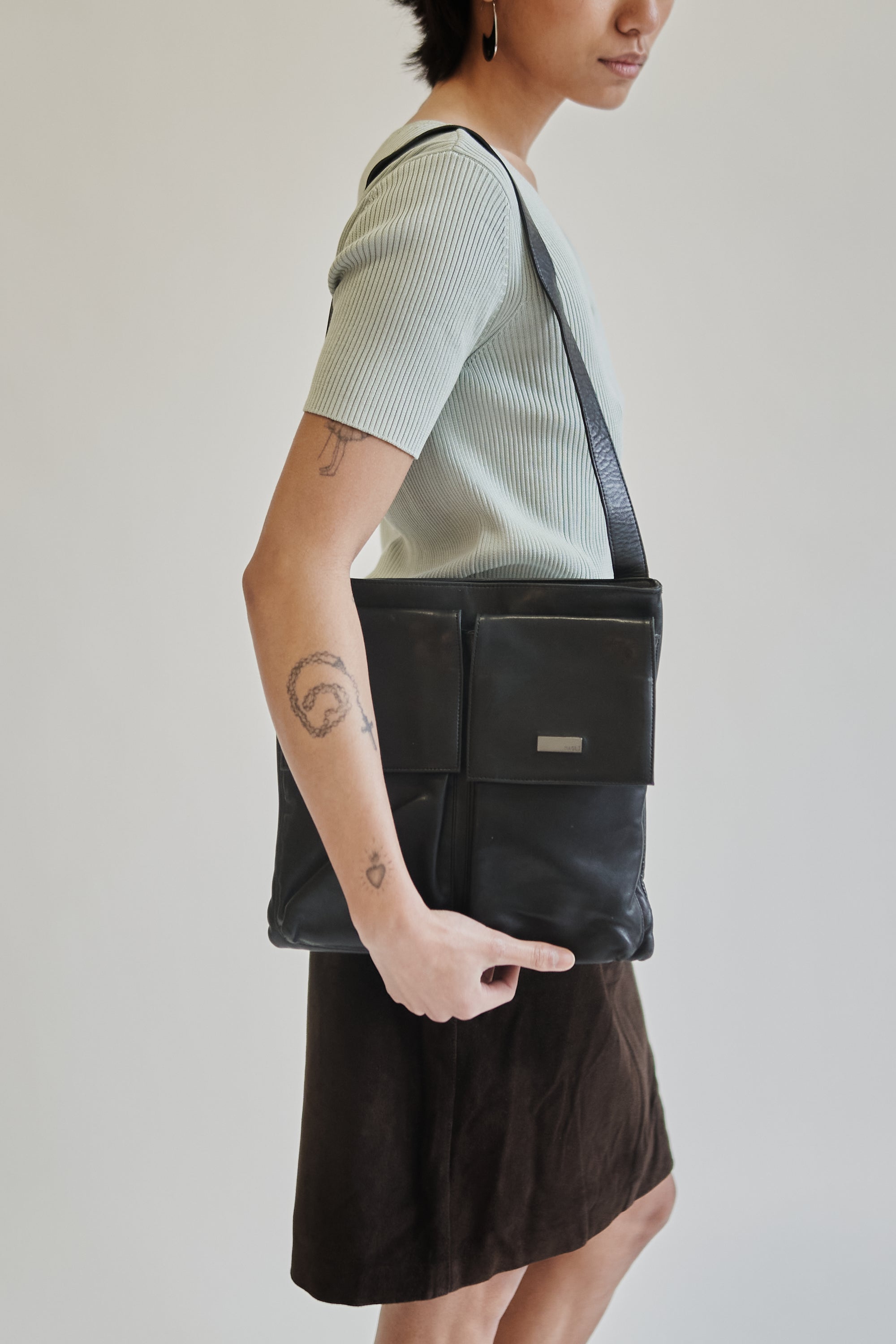 Black Leather Messanger Bag - Hey Jude