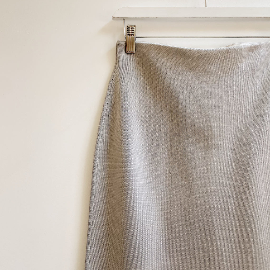 Pewter Ribbed Pencil Skirt