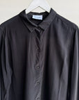 Classic Black Silk Button-Up