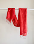 Tomato Silk Tassel Scarf