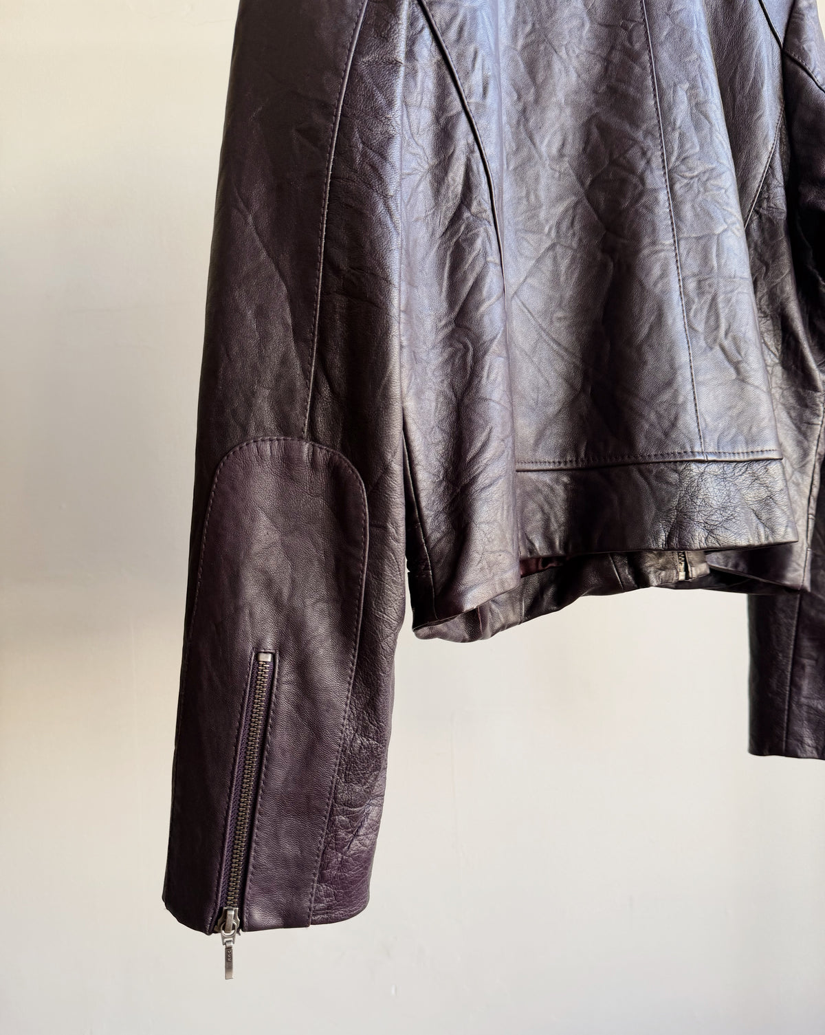 Eggplant Leather Utility Jacket