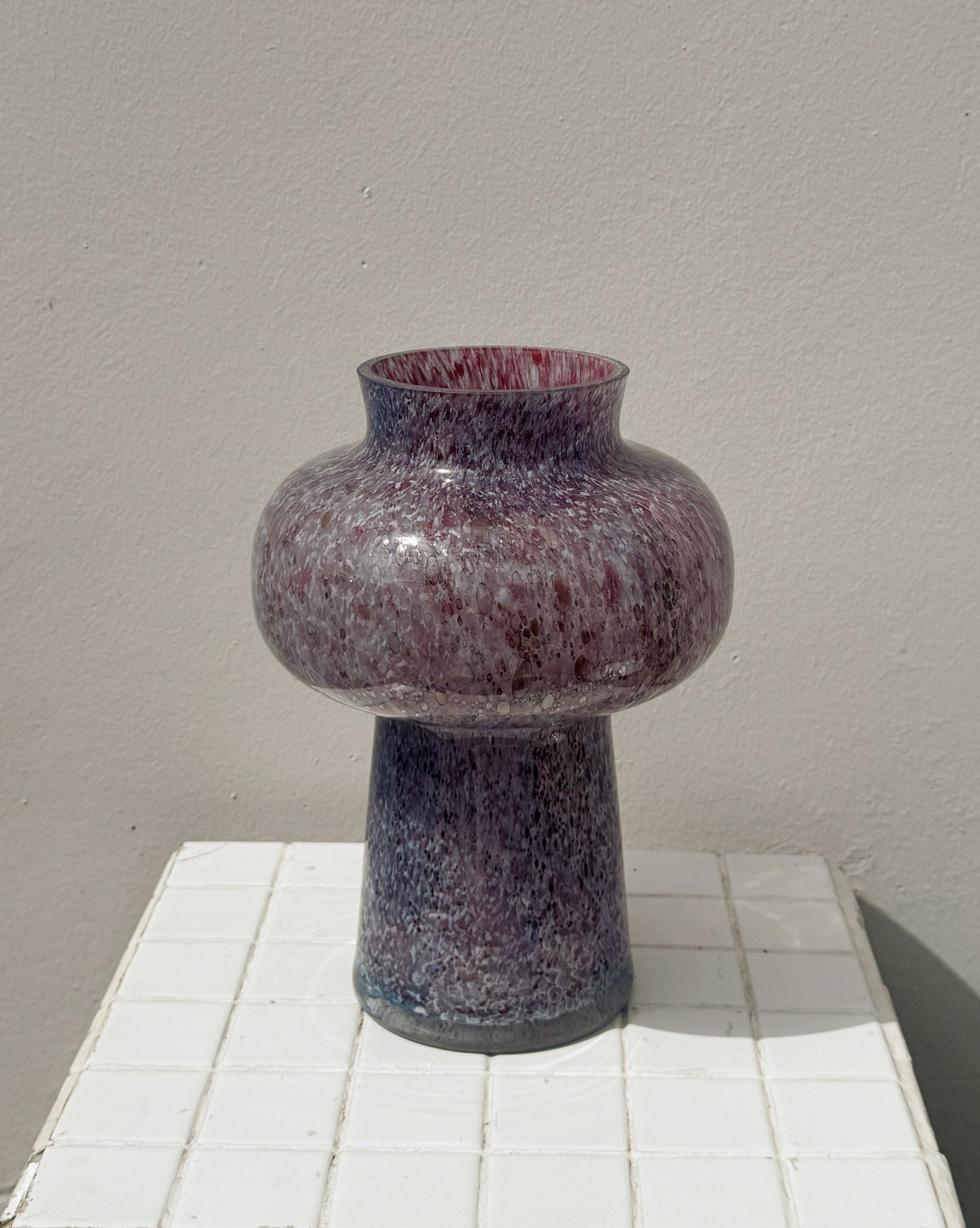 Plum Speckled Art Glass Bulb Vase - Hey Jude
