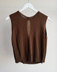 Espresso Ribbed Knit Keyhole Top
