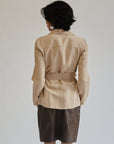 Camel Silk Belted Utility Jacket - Hey Jude