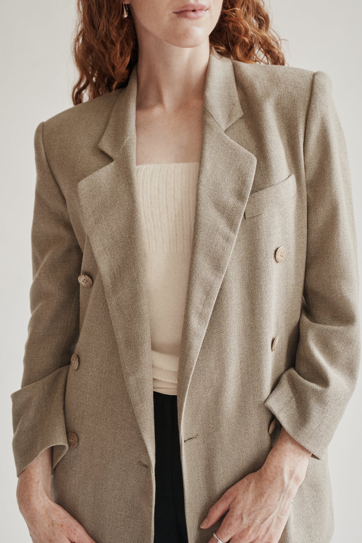 Stone Wool + Silk Double Breasted Blazer