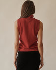 Garnet Cashmere Sleeveless Turtleneck
