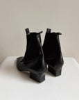 Black Leather Pointed Ankle Boots | Size 7