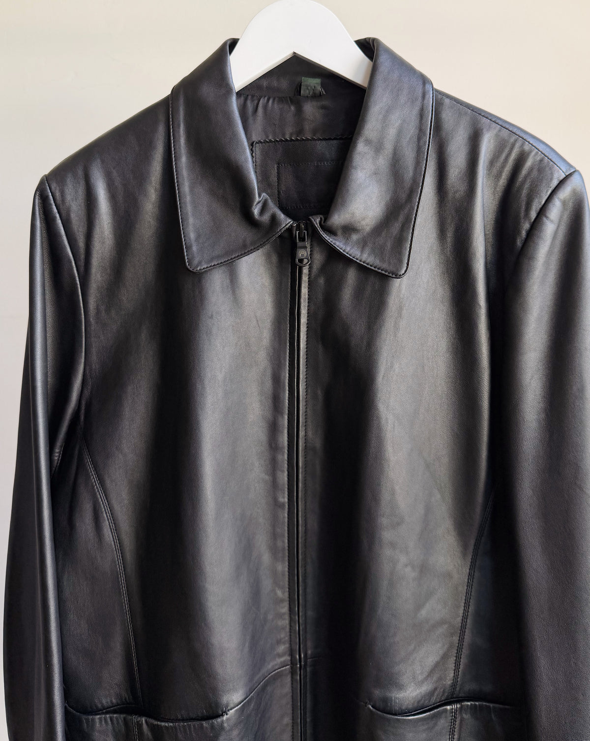 Soot Zip Leather Jacket - Hey Jude