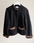Black Mohair Fur-Trimmed Jacket - Hey Jude
