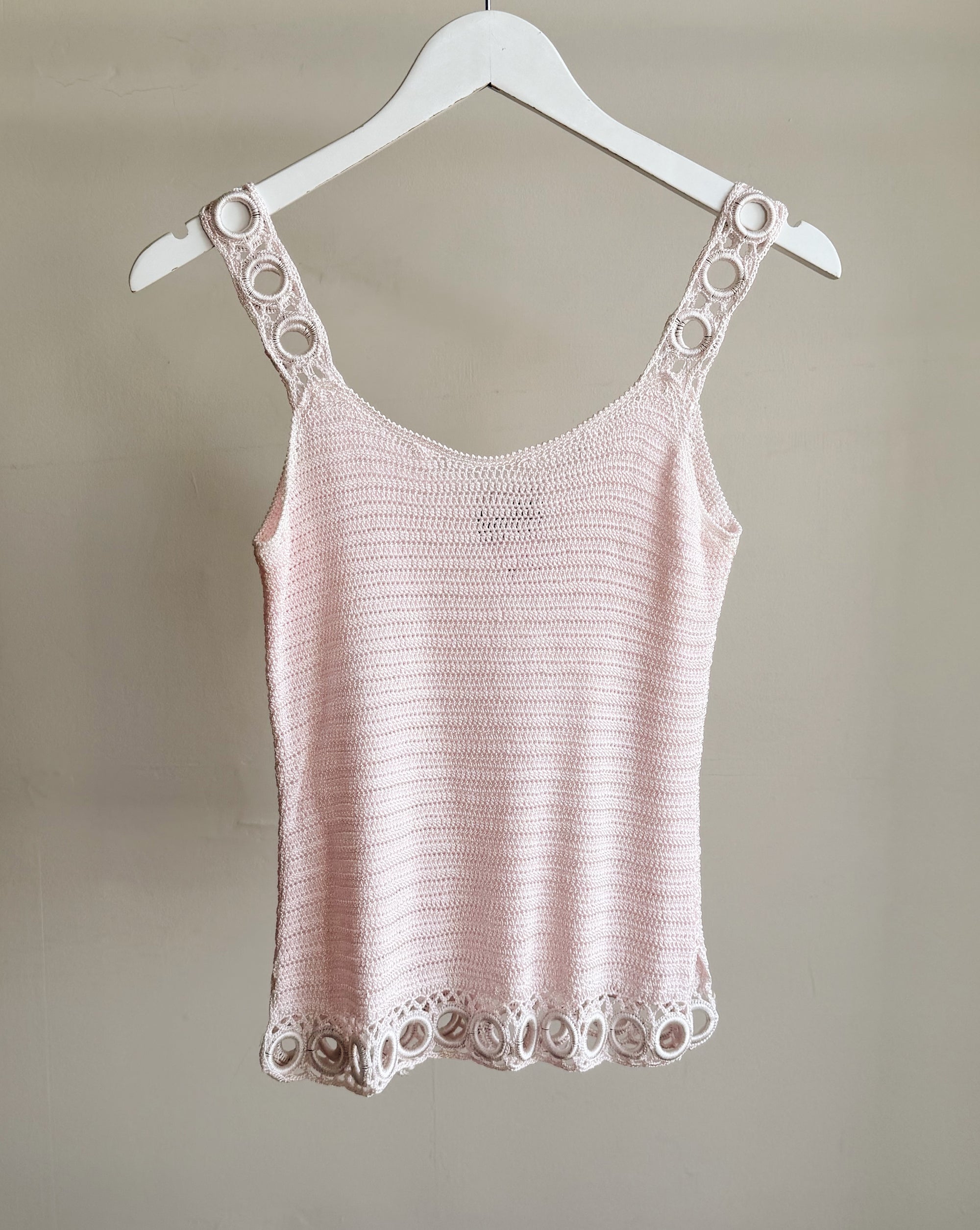 Blush Crochet Trim Knit Tank
