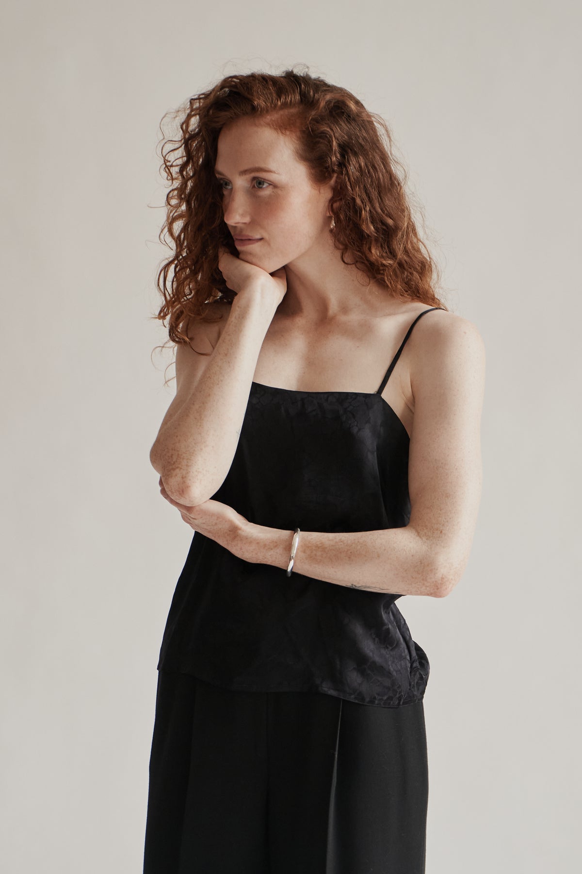 Black Jacquard Silk Tank