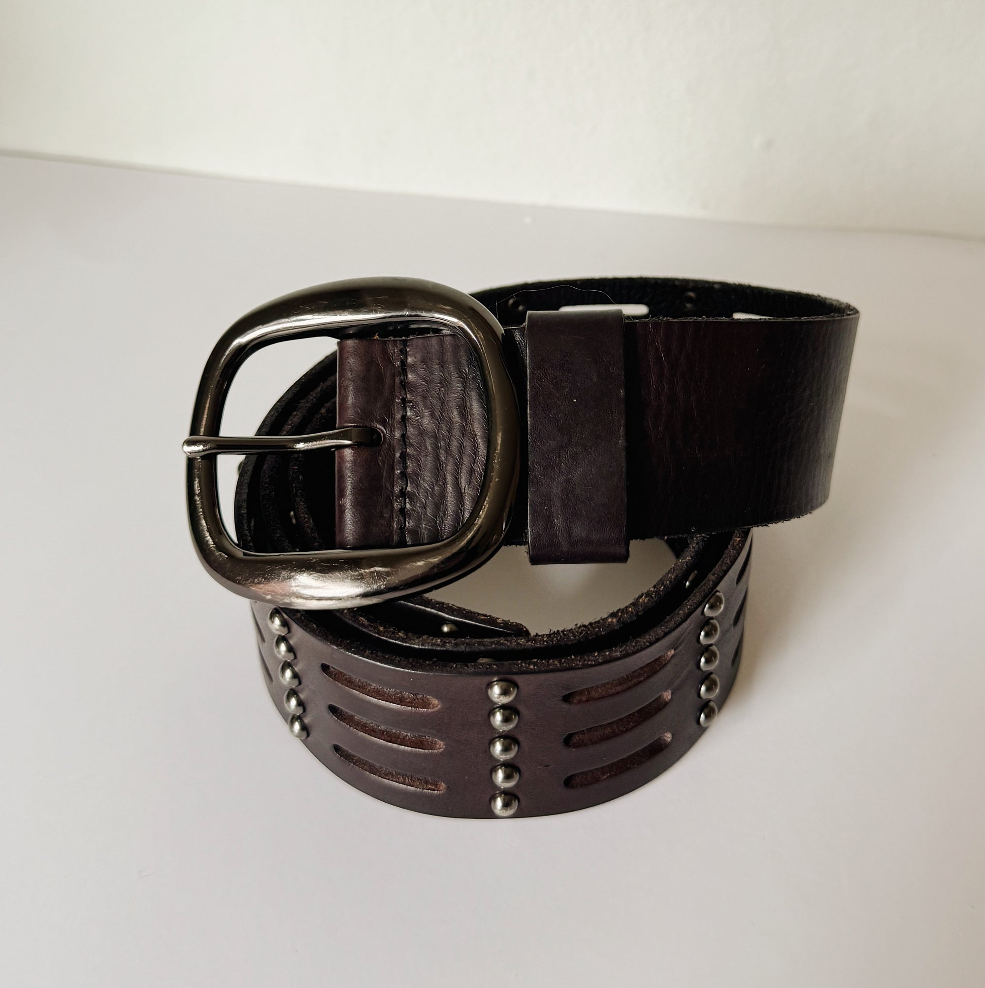 Danier Studded Brown Leather Belt - Hey Jude