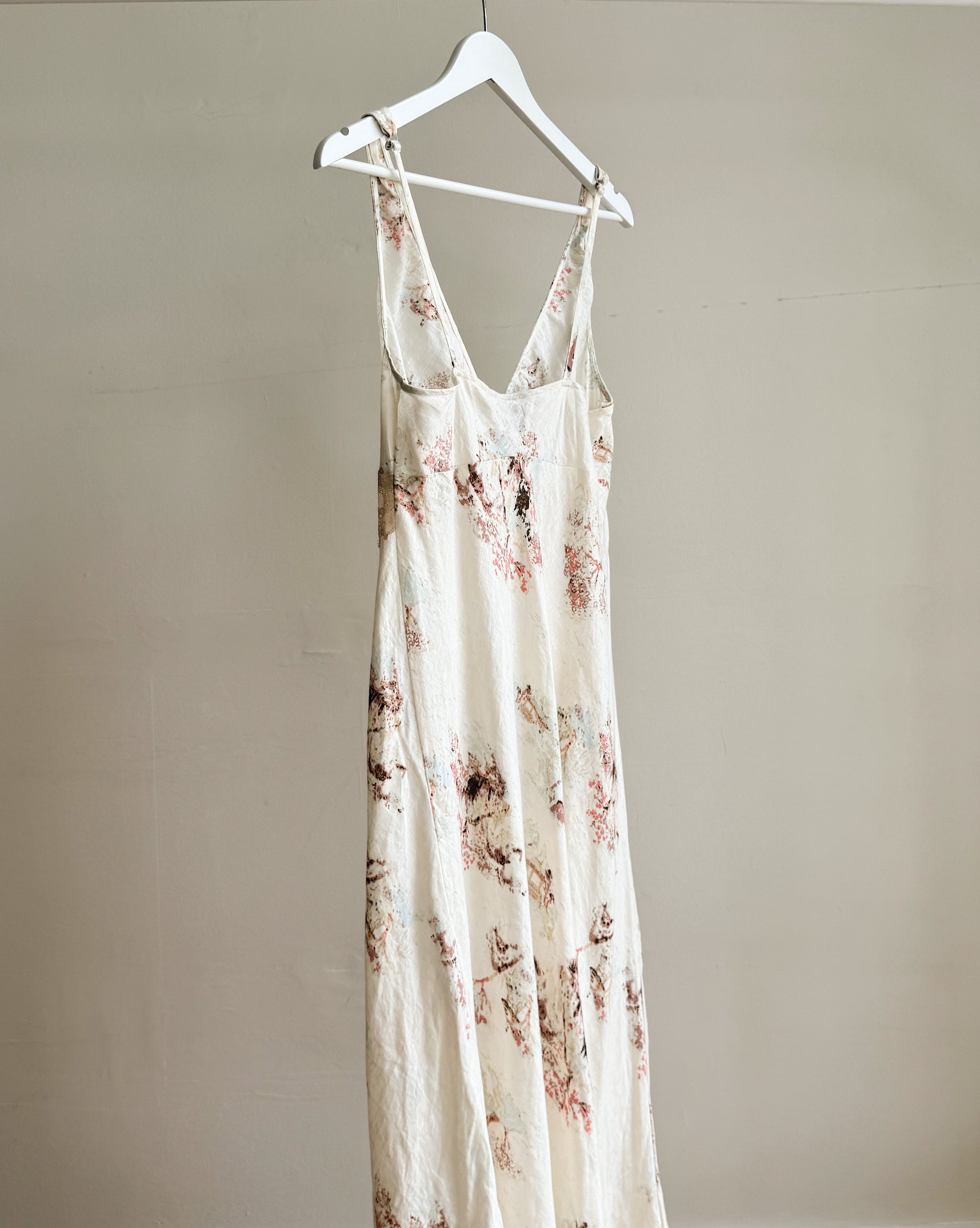 Cream Floral Linen Slip Dress