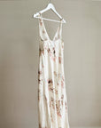 Cream Floral Linen Slip Dress