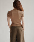 Tan Silk Ribbed Top - Hey Jude