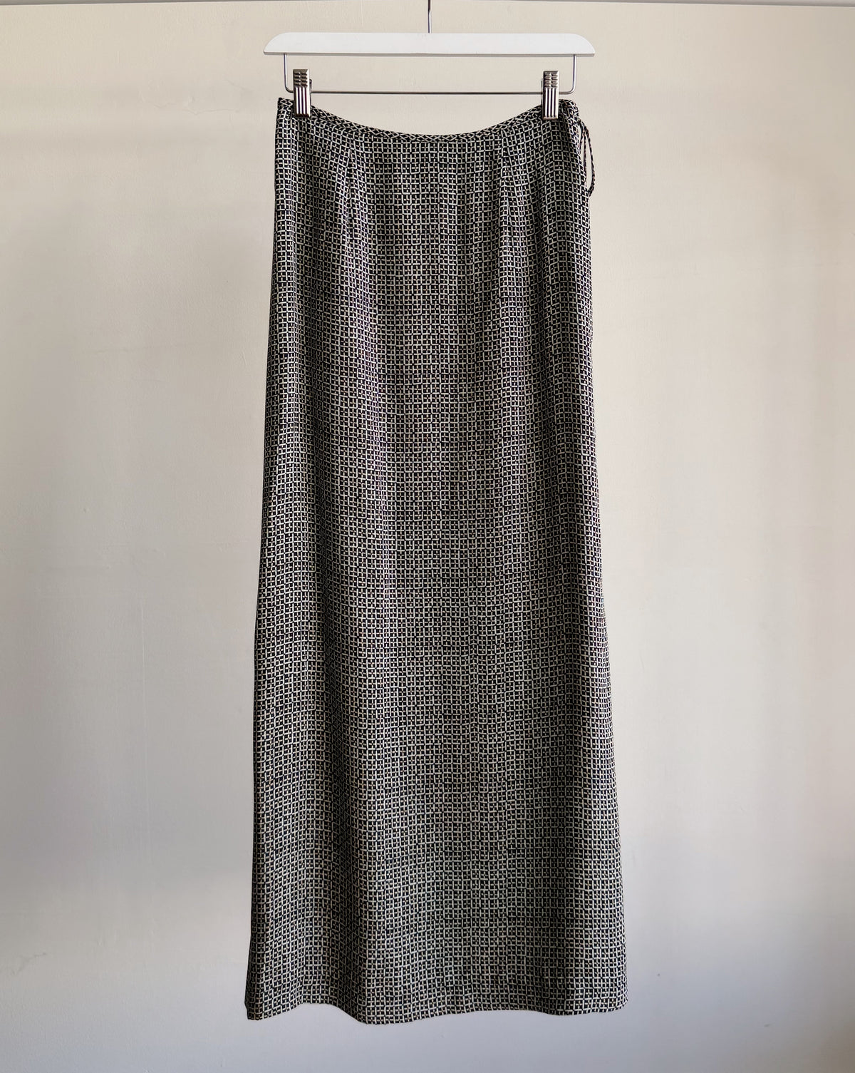 Geometric Print Silk Column Skirt