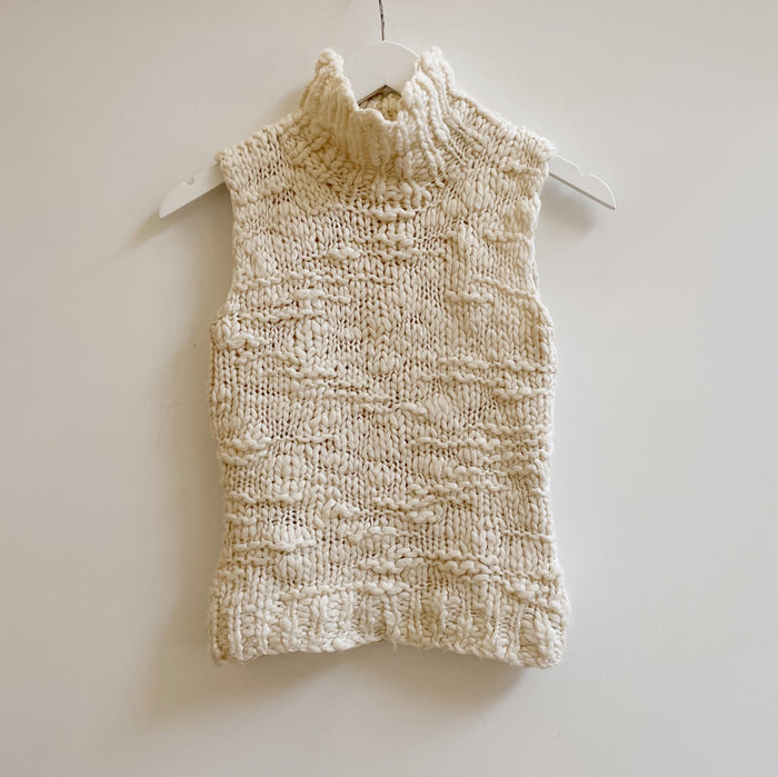 Cream Wool Knit Vest Top