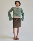 Turquoise Cotton Crochet Knit Pullover - Hey Jude