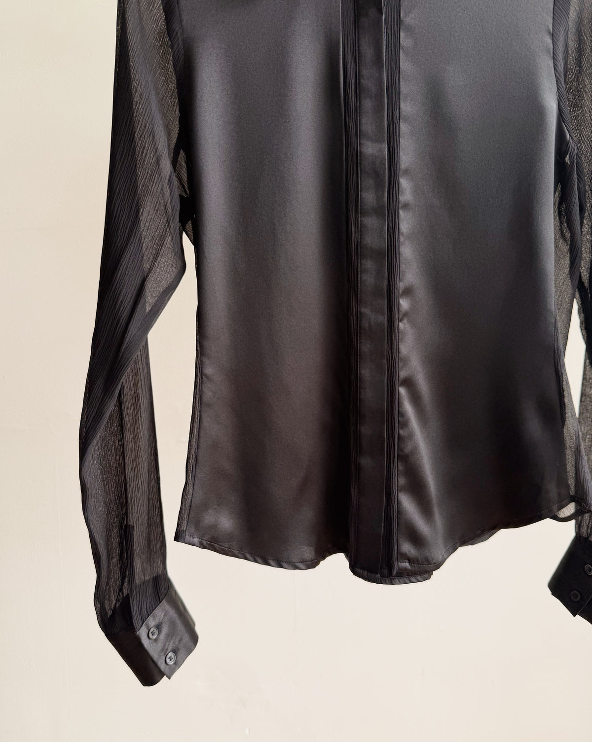 Onyx Mixed Silk Long Sleeve Blouse - Hey Jude
