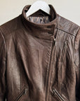 Carob Asymmetrical Zip Leather Jacket