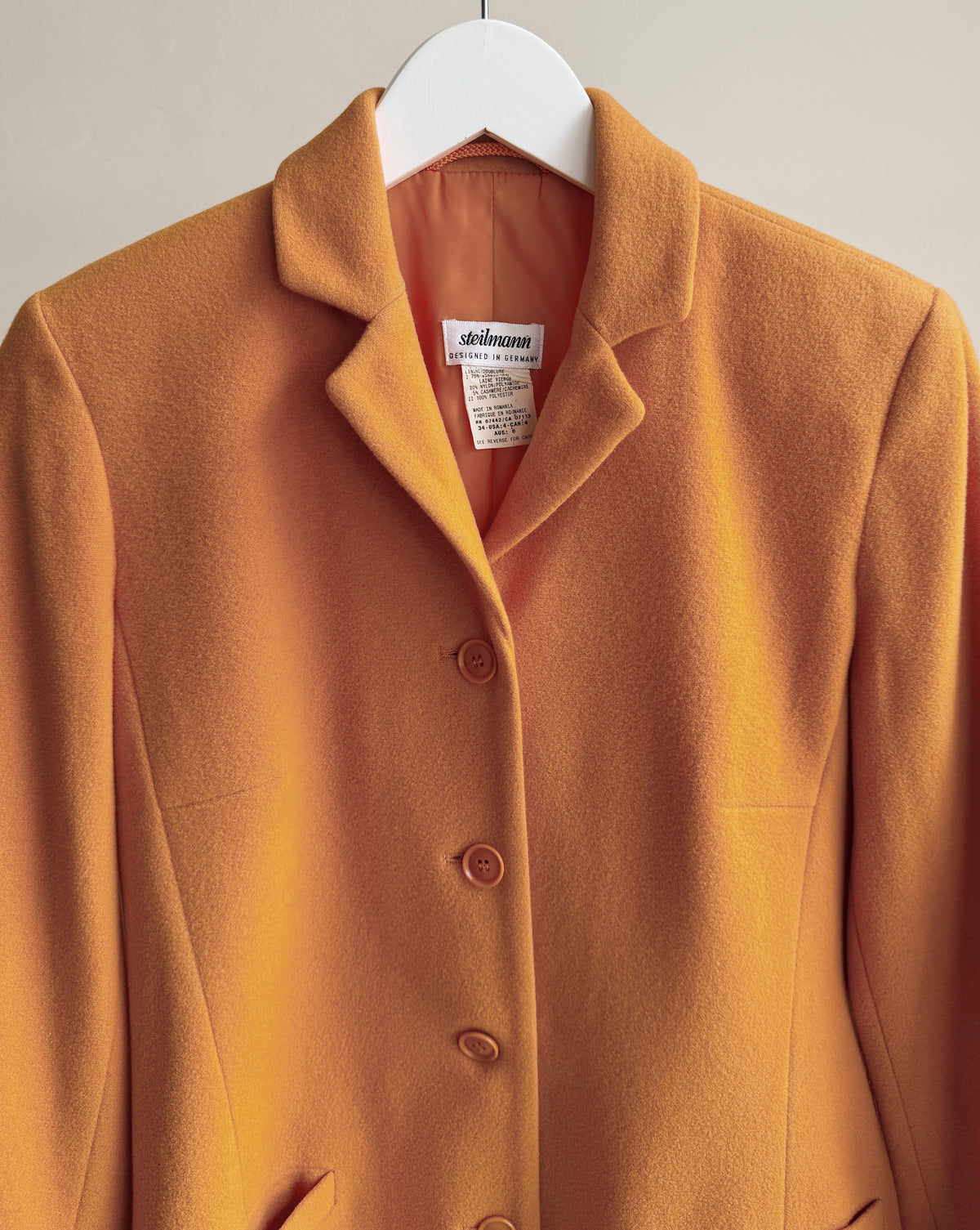 Tangerine Cashmere Wool Blazer - Hey Jude