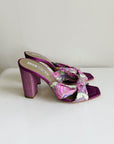 Magenta Paisley Satin Knotted Mules | Size 6
