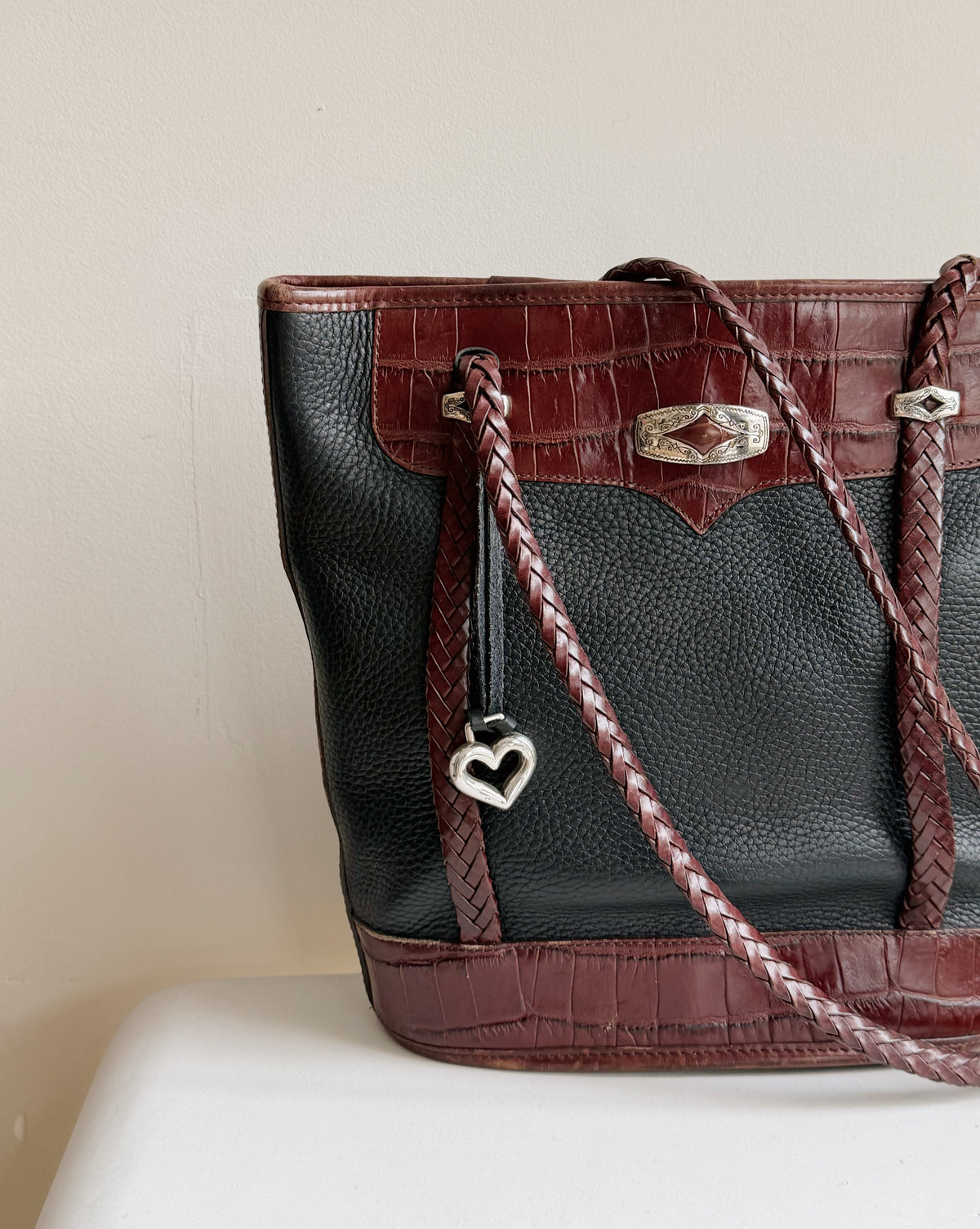 Black + Auburn Braided Leather Tote