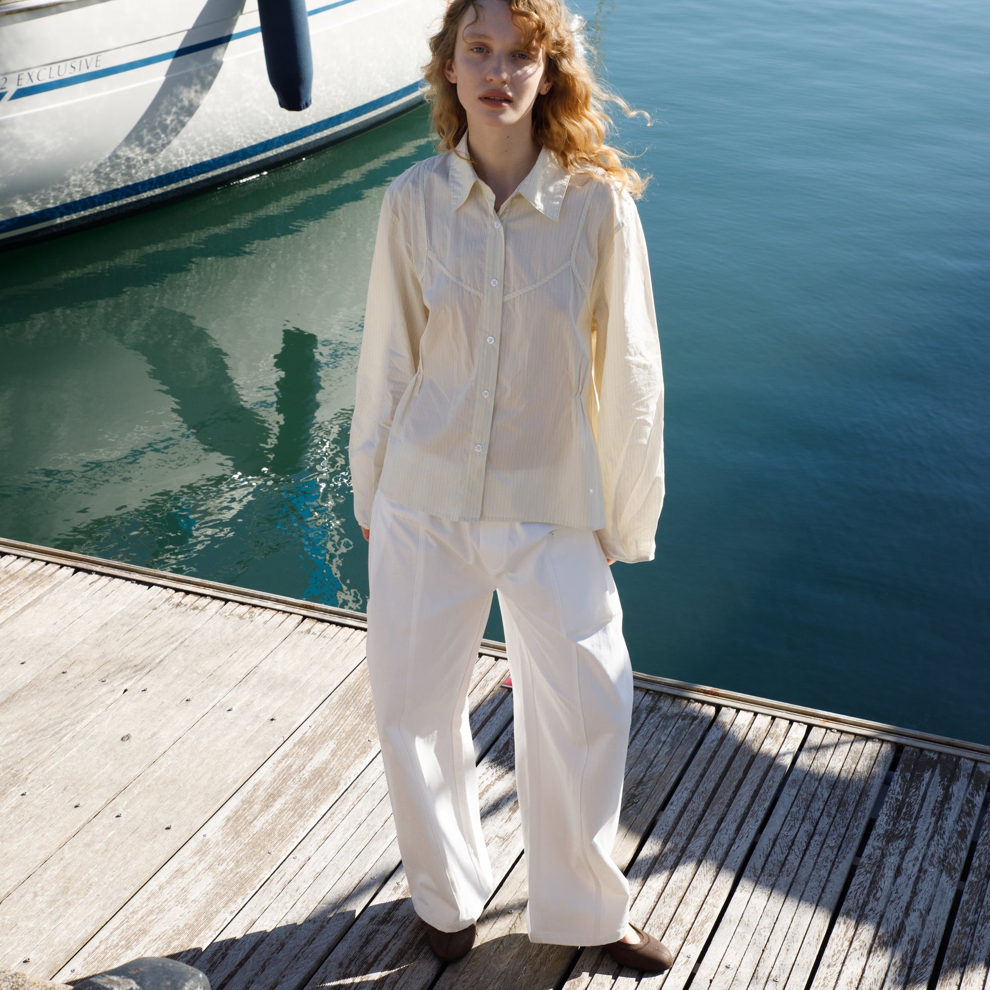 Deiji Studios | Pleat Pant in White - Hey Jude