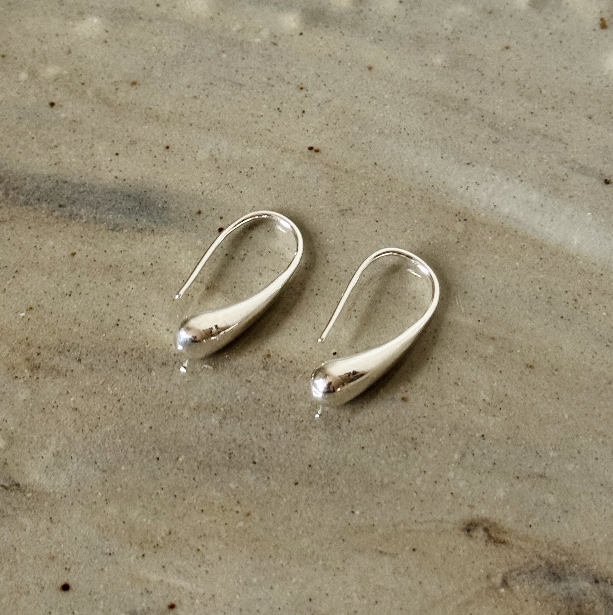 Organic Teardrop Sterling Silver Earrings - Hey Jude
