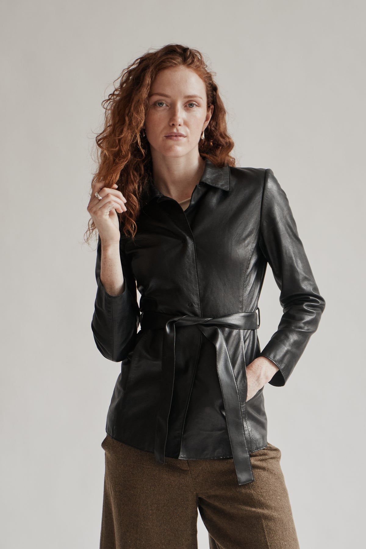 Soft Black Belted Minialist Leather Jacket - Hey Jude