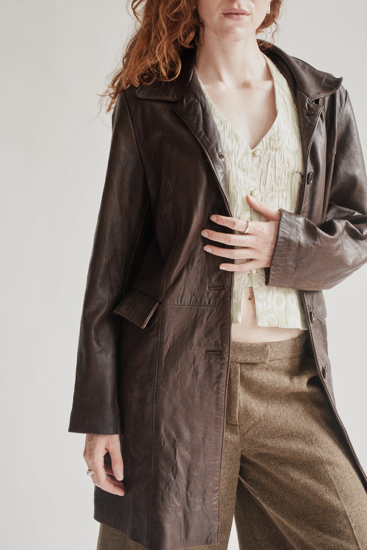 Umber Lamb Leather Trench Coat - Hey Jude