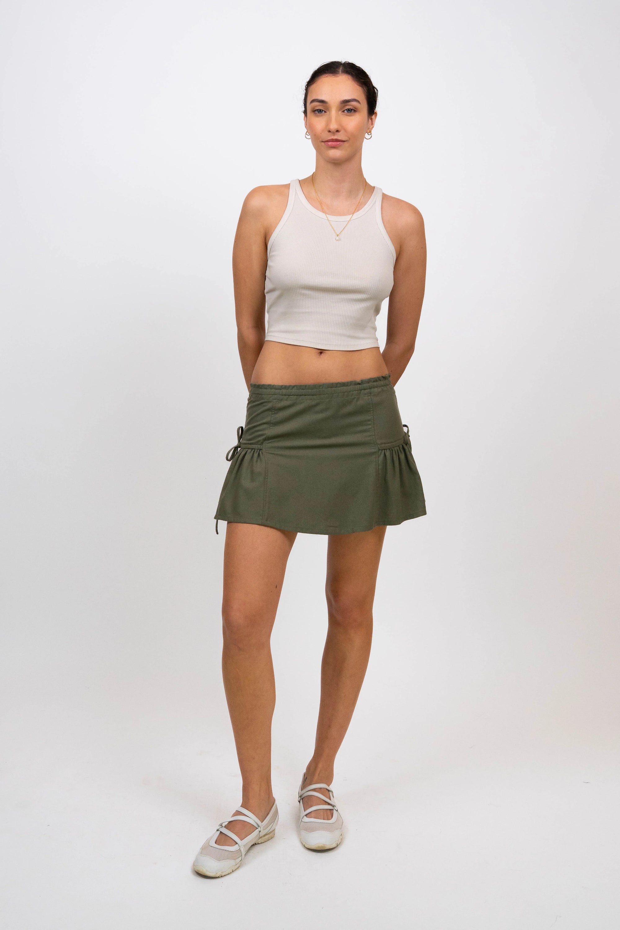 hijulez | Mini Muse Skirt in Olive Raw Silk