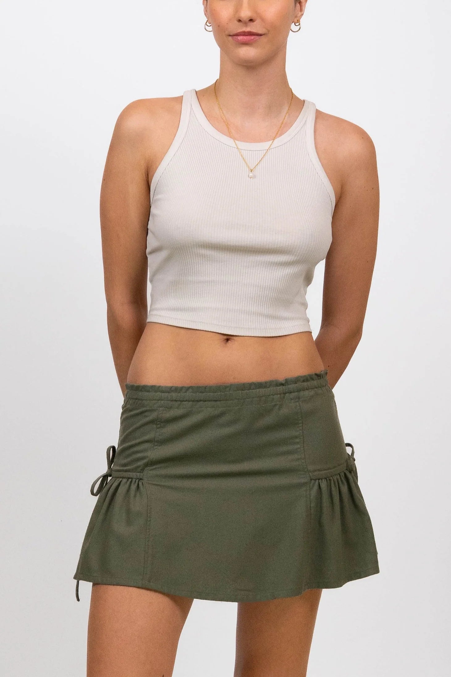 hijulez | Mini Muse Skirt in Olive Raw Silk
