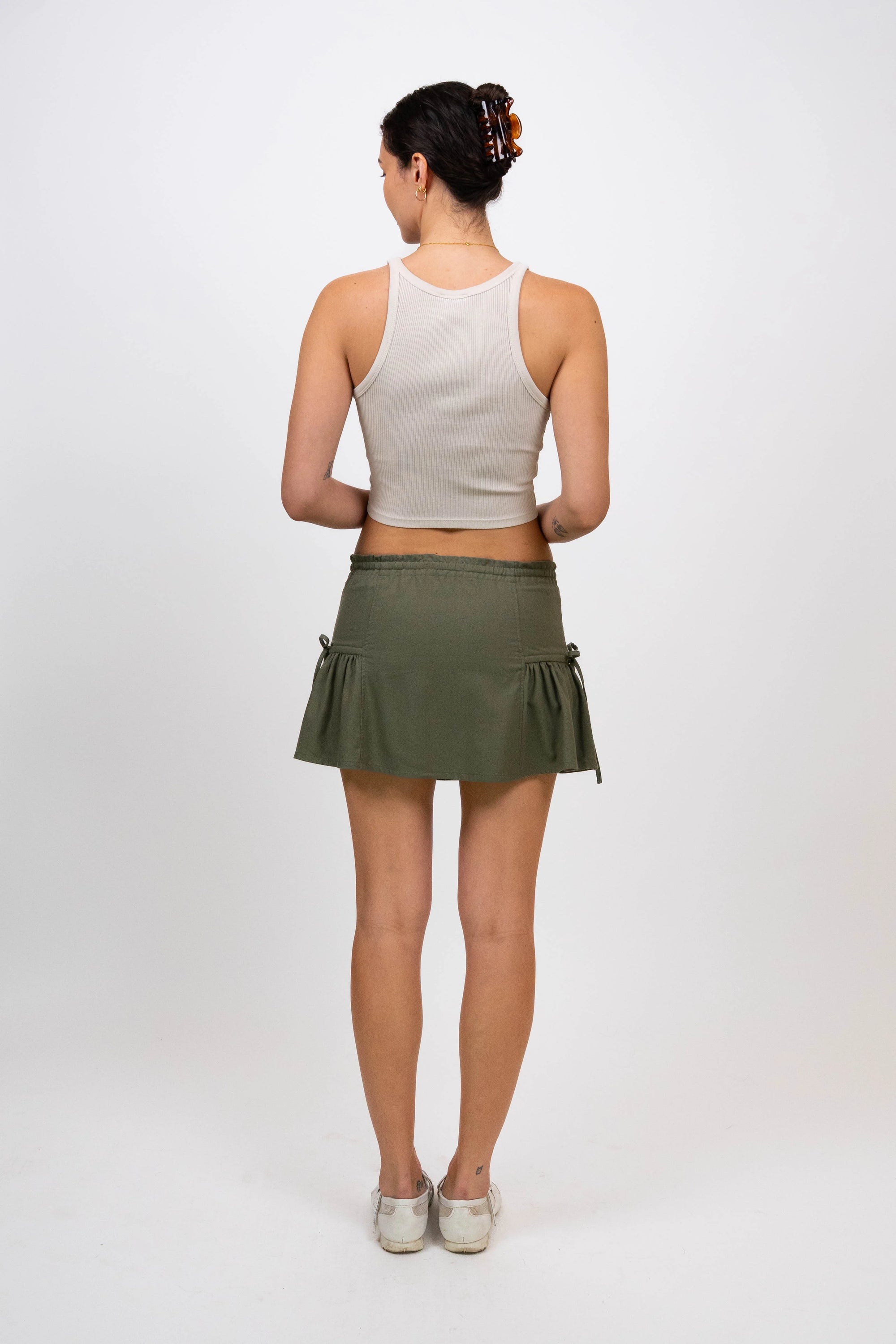 hijulez | Mini Muse Skirt in Olive Raw Silk