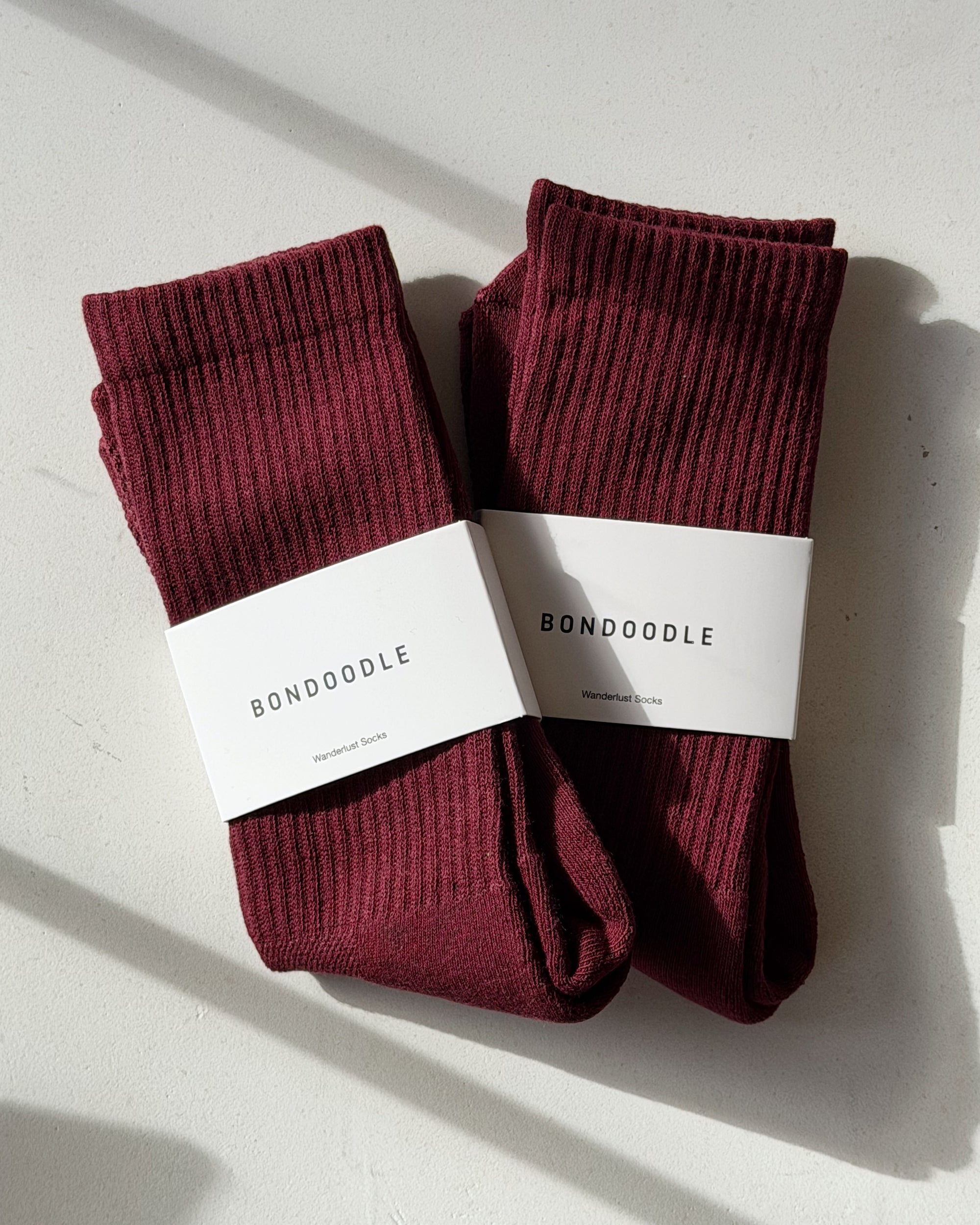 Bondoodle | Ribbed Sport Crew Socks in Port Red - Hey Jude